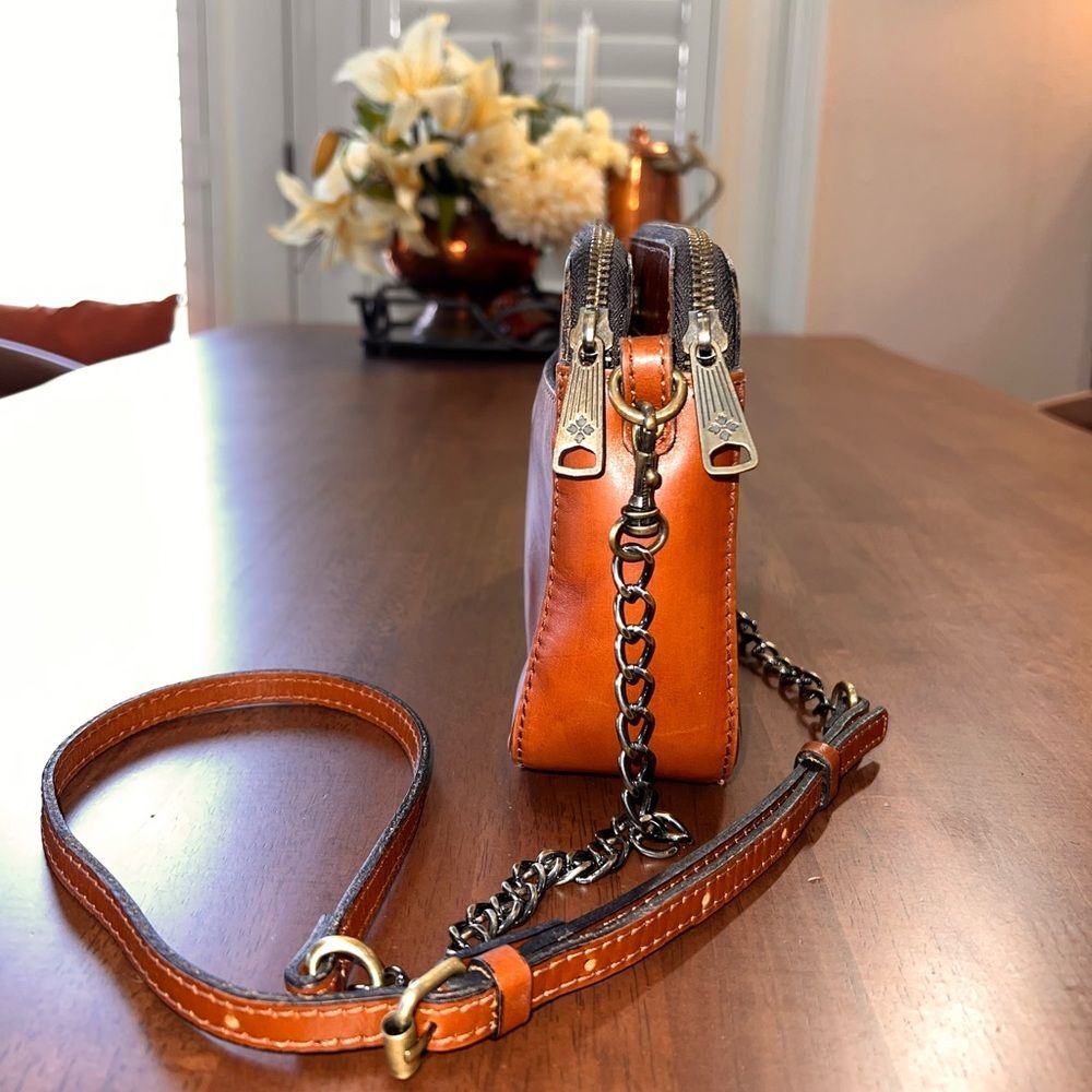 Patricia Nash Heritage Chambery Veg Tan Leather Crossbody Handbag Chain Strap - Picture 7 of 15
